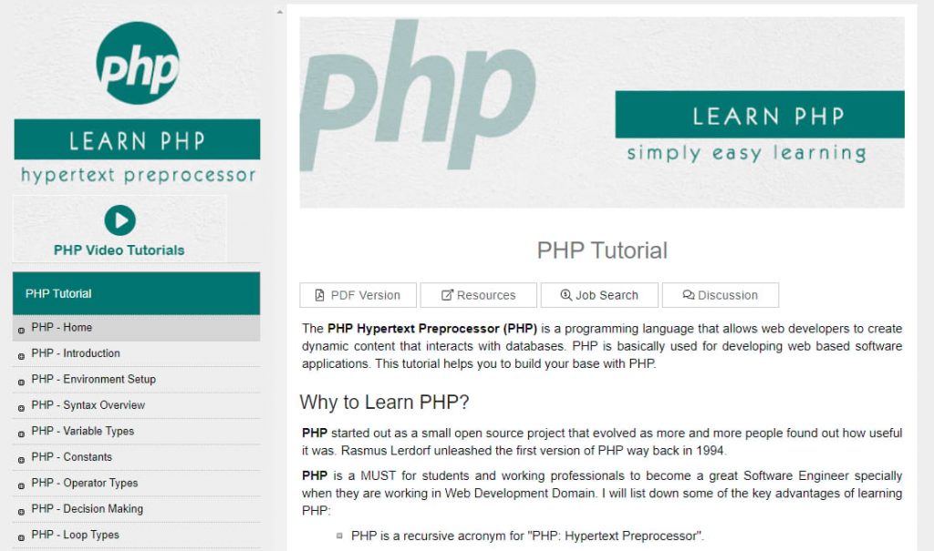 آموزش TutorialsPoint PHP